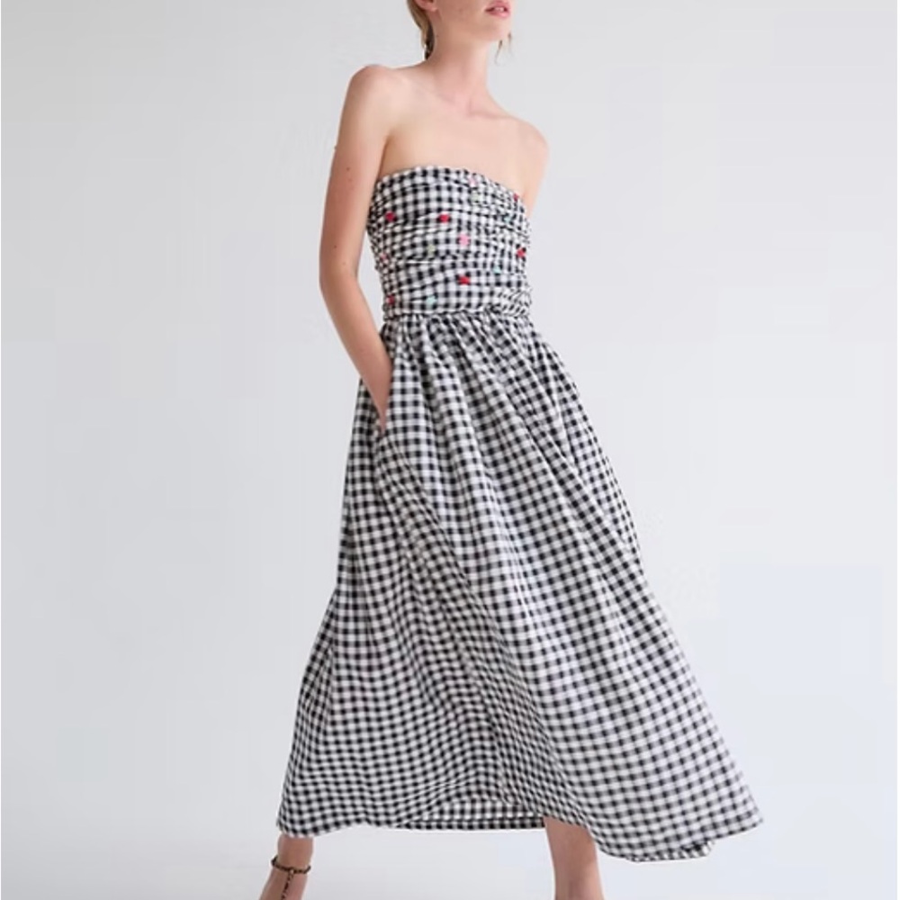 TACH Black and White Gingham Midi Dress